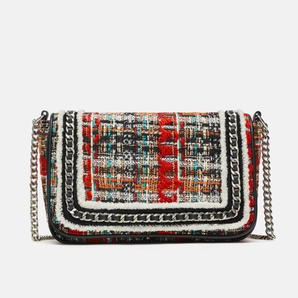 • Zara • Tweed Crossbody Bag with Chain - Picture 2 of 7